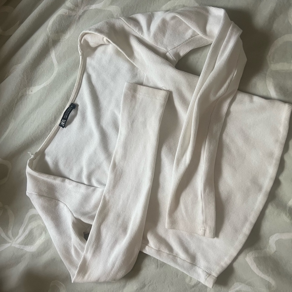Zara White Long Sleeve Top